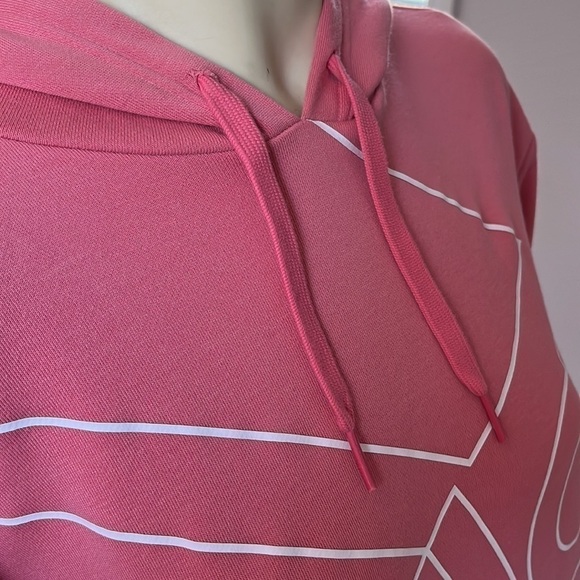 ADIDAS Women’s Giant Logo Hoodie Graphic Sweatshirt Pink White M - Picture 10 of 16